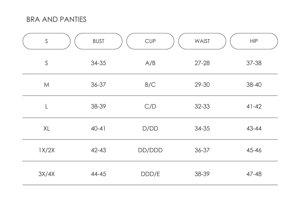 Lingerie & Hosiery Sizing