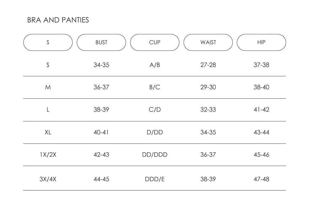 Lingerie & Hosiery Sizing