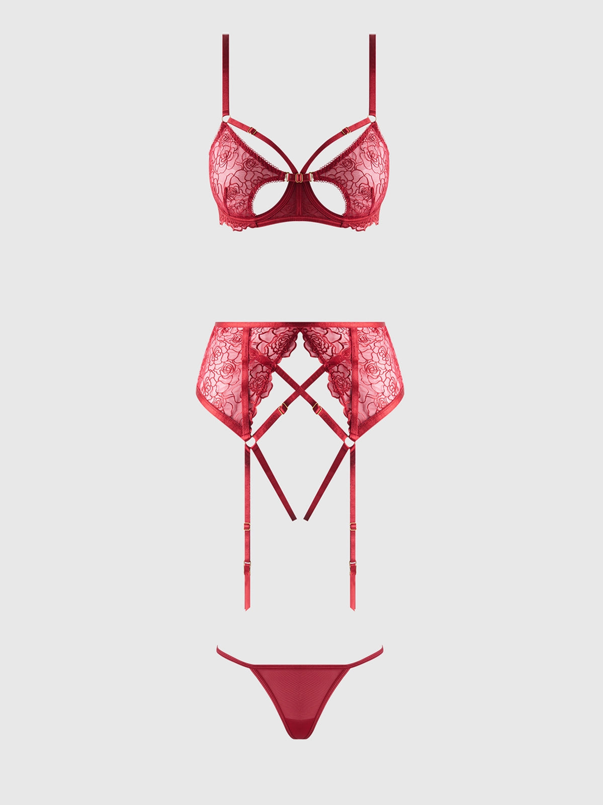 ROSALIE 3 PIECE OPEN CUP BRA SET