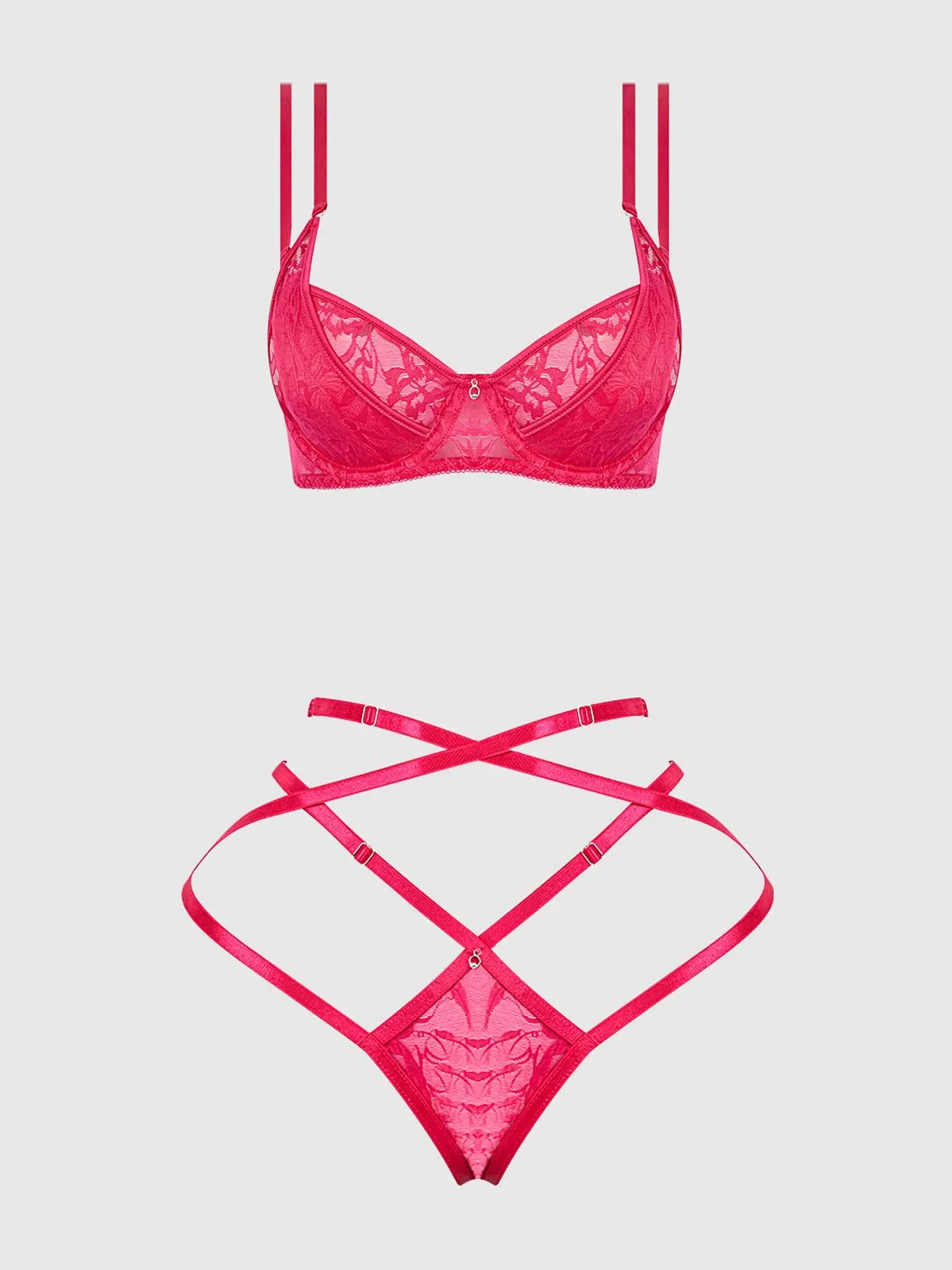 FLORA LACE BRA & STRAPPY THONG SET