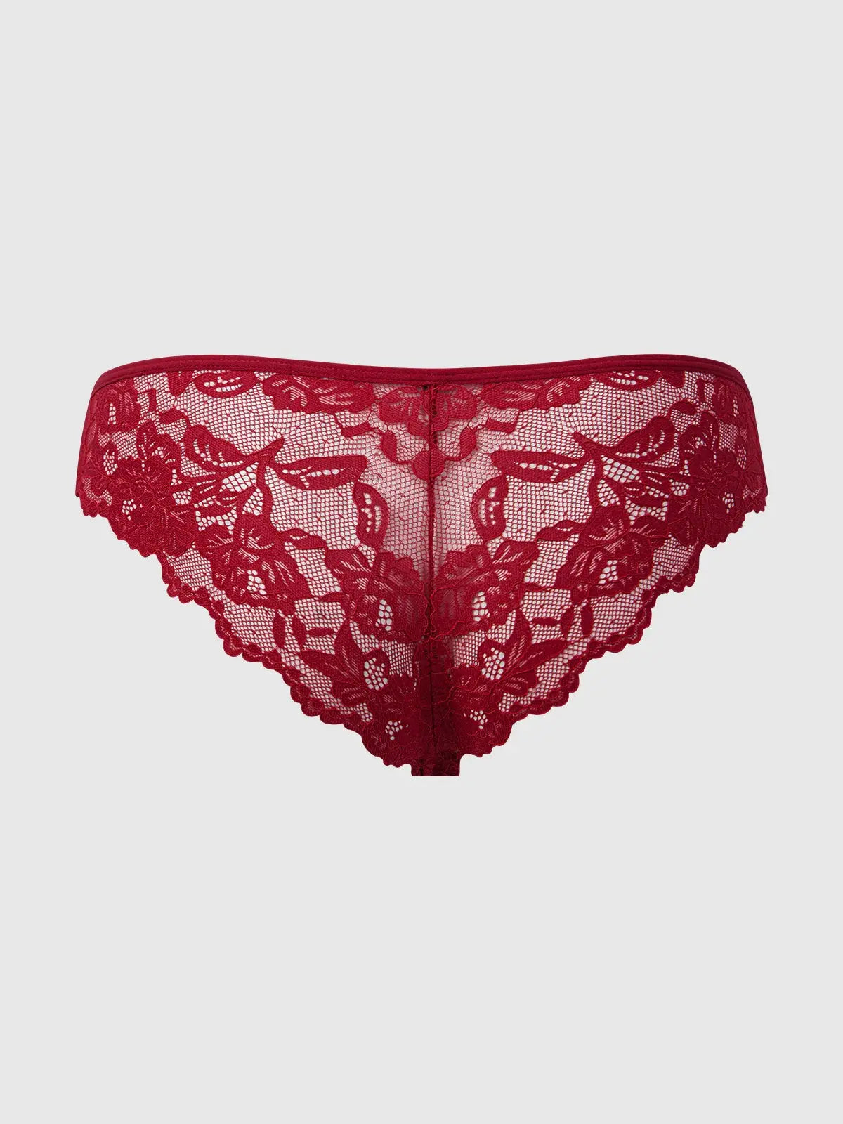 BELLA LACE UP FRONT LACE TANGA IN BLACK & RED