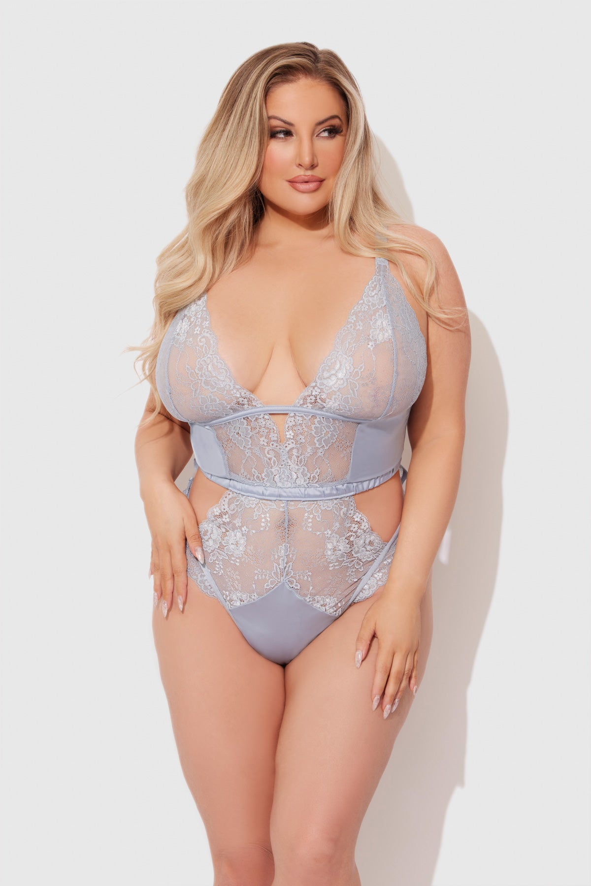 SIENNA SATIN & LACE WIRELESS TEDDY